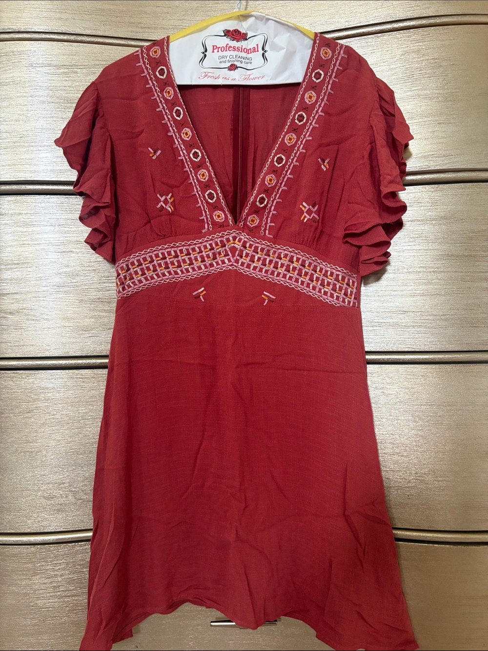 V Neck Midi with Ruffled Sleeves